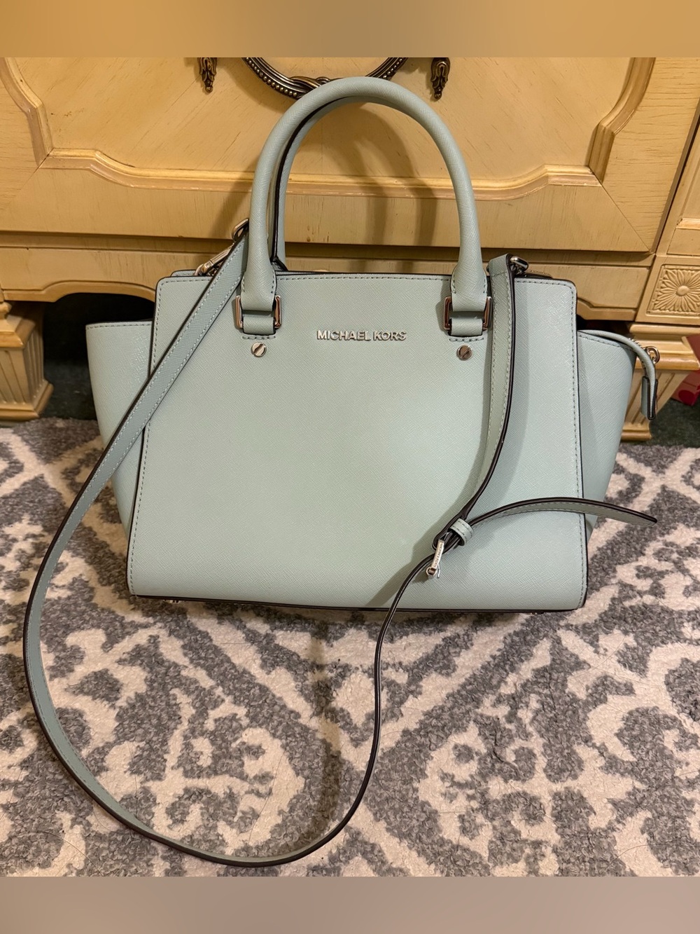 Michael Kors Mint Saffiano Crossbody Satchel